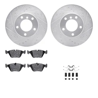 R1 Concepts WGYH1-31066 eLINE Rotor - Drilled & Slotted - Silver W/ Semi-Met Pads